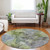 8' Olive Green And Gray Round Abstract Washable Indoor Outdoor Area Rug