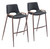 Set of Two 29 " Black And Brown Steel Low Back Bar Height Bar Chairs