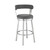Homeroots Living Room 26" Chic Grey Faux Leather Swivel Bar Stool, Grey, Stainless Steel Finish
