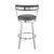 Homeroots Living Room 26" Chic Grey Faux Leather Swivel Bar Stool, Grey, Stainless Steel Finish
