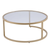 Set of Two Gold Glass Round Nested Coffee Tables