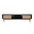 Homeroots Living Room Black Wood and Wicker Media Stand, Black