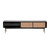 Homeroots Living Room Black Wood and Wicker Media Stand, Black