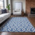 9' X 12' Blue And Ivory Geometric Washable Indoor Outdoor Area Rug