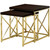 Homeroots 37.25" x 37.25" x 40.5" Cappuccino Gold Particle Board Metal 2pcs Nesting Table Set