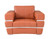Homeroots Living Room Terra Cotta Stripe Top Grade Italian Leather Chair, Terra Cotta, Italian Leather