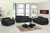 Homeroots Furniture 114" Captivating Black Leather Sofa Set, Black