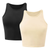 Women Sleeveless Cropped Tank Top High Neck Crop Racer 