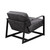 Homeroots Living Room 28" Solid Color Arm Chair, Gray Black Top Grain Leather and Steel