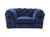 Homeroots Living Room 50" Tufted Velvet Solid Color Lounge Chair, Blue and Gold