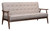 Homeroots Living Room 69" Taupe Beige Tufted Fabric and Solid Wood Sofa
