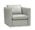 Homeroots Living Room 36" Genuine Leather Swivel Accent Chair, Grey and Silver