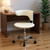 White and Silver Faux Leather Adjustable Height Swivel Rolling Conference Office Chair