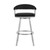 Homeroots Living Room 30" Mod Black Faux Leather Brushed Silver Finish Swivel Bar Stool, Black, Swivel