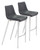 Homeroots Living Room Set of Two Black Faux Leather Modern Stitch Bucket Bar Chairs