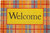 17" X 29" Gray Natural Orange And Yellow Fall Plaid Welcome Outdoor Coir Door Mat