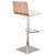 Homeroots Living Room White Faux Leather Armless Swivel Bar Stool, Brushed Stainless Steel Base