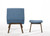 Homeroots Living Room 22" Solid Color Lounge Chair with Ottoman, Blue and Walnut