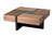 Homeroots Modern Walnut and Black Square Coffee Table, Walnut Finish, Storage