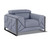 Homeroots Living Room Mod Slate Blue Leather and Chrome Deco Accent Chair, Slate Blue, Leather
