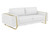 Homeroots Living Room 90" White Italian Leather and Gold Standard Sofa
