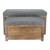Homeroots Living Room Set of 2 Rectangular Gray Linen Fabric and Wood Slats Storage Benches