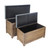 Homeroots Living Room Set of 2 Rectangular Gray Linen Fabric and Wood Slats Storage Benches