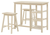 Three Piece Cream Solid Wood Counter Height Bar Table Set