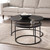 Homeroots Set of Two Mirrored Round Nested Coffee Tables, Black and Silver Finish
