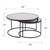 Homeroots Set of Two Mirrored Round Nested Coffee Tables, Black and Silver Finish