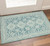 2' X 3' Aqua And Ivory Wool Oriental Hand Hooked Area Rug