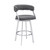 Homeroots Living Room 38" in Gray Faux Leather and Iron Swivel Counter Height Bar Chair
