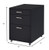 28" Black Wood And Metal Three Drawers Filing Cabinet Manufactured Wood, Metal