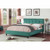 California King Blue Modern Upholstered Square Stitched Platform Bed Solid Wood