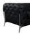 Homeroots Living Room 69" Black Tufted Italian Leather and Chrome Love Seat, Black, Tufted