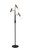 Homeroots Lighting Sleek Black and Brass Finish LED 3-Arm Floor Lamp, Black, 3-Arm