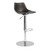 Homeroots Living Room Gray Leather and Steel Set of Two Counter Stools