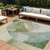 10' X 14' Artichoke Green And Taupe Abstract Washable Indoor Outdoor Area Rug