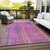 10' X 14' Lilac Striped Washable Non Skid Indoor Outdoor Area Rug