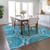 10' X 14' Ivory And Sky Blue Floral Medallion Washable Indoor Outdoor Area Rug
