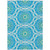 10' X 14' Ivory And Sky Blue Floral Medallion Washable Indoor Outdoor Area Rug