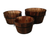 Set of Three Natural Wood Indoor Outdoor Round Pot Planters