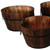 Set of Three Natural Wood Indoor Outdoor Round Pot Planters