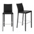 Homeroots Living Room Set of Two Full Black Faux Leather Bar Stools, Black