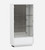 50" White and Silver Wood Curio Cabinet With Two Doors And One Drawer