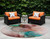 8' Round Burgundy Round Abstract Washable Non Skid Indoor Outdoor Area Rug