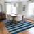 9' X 12' Blue and Ivory Striped Washable Indoor Outdoor Area Rug