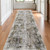 10' Gray and Ivory Abstract Power Loom Runner Rug With Fringe