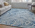 8' X 11' Blue and Ivory Wool Geometric Hand Tufted Non Skid Area Rug