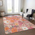10' X 14' Blush Pink And Orange Floral Washable Indoor Outdoor Area Rug